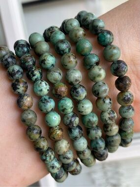 💚🩵 6mm African Turquoise Crystal Bead Bracelets 🩵💚